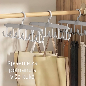 Valovita plastična vješalica za odjeću, okretna, višefunkcionalna, za dom studenata, s 12 kukicama za donje rublje i kaiševe