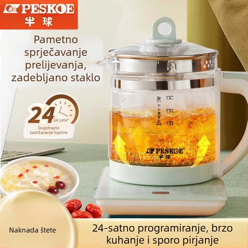 Hemisferična posuda za zdravlje za kuhanje i maceriranje, stakleni čajnik za kućnu upotrebu, električni kuhalo vode, veliki kapacitet, višenamjenski.