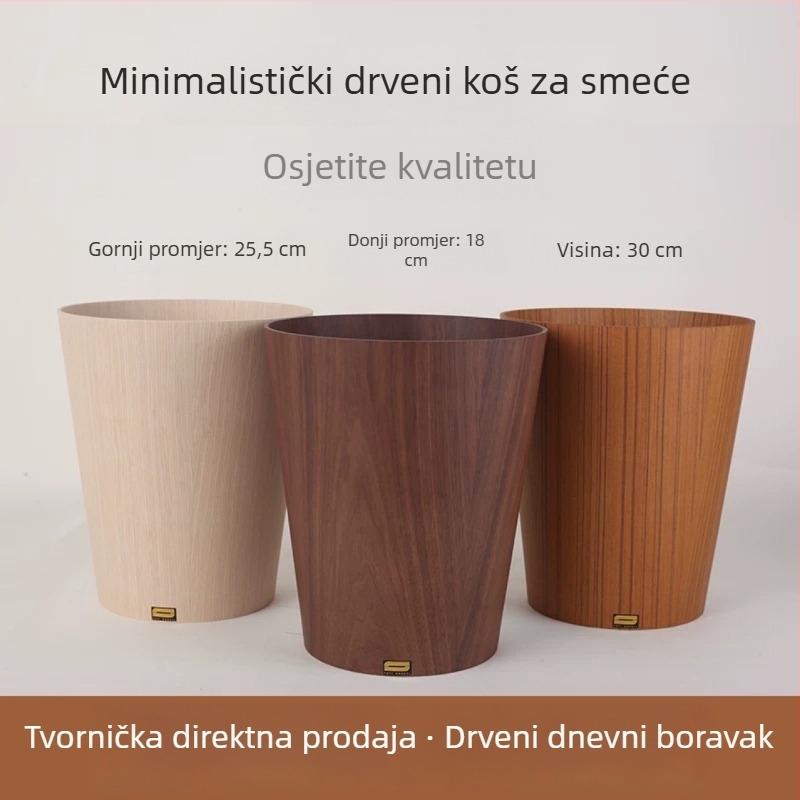 Nordijski drveni koš za otpad s poklopcem, minimalistički dizajn za dnevni boravak, kuhinju i kupaonu