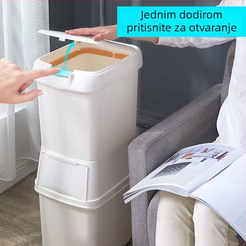 Elegantni četvrtasti kanta s poklopcem za kućnu upotrebu, pogodna za kuhinju ili kupaonicu