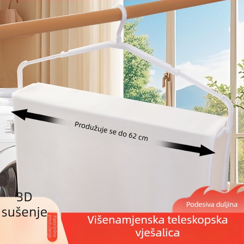 Teleskopska sklopiva vješalica za odjeću, protuklizna, štedi prostor za dom i studentski dom