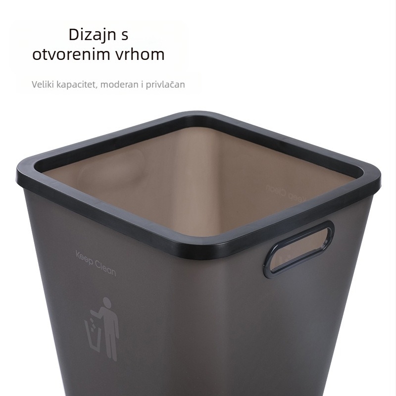 Kvadratni plastični koš za otpad, 12 L, bez poklopca, kreativan dizajn, kućna upotreba – dnevni boravak, kupaonica i spavaća soba