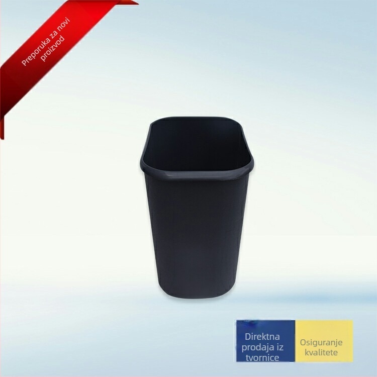 Dvoslojni plastični kanta za smeće, kvadratnog oblika, deblji zidovi, otporan na vatru, bez poklopca, za komercijalnu upotrebu, 6 L