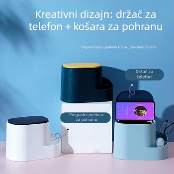 Plastični stolni koš za otpad s poklopcem, kompaktni spremnik za pohranu na stolu i u uredu, kapacitet do 4 L