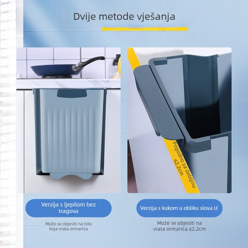 Sklopivi kuhinjski kanta za otpad, zidni bez bušenja, 12 L, velika kapaciteta, bez saginjanja, višenamjenski