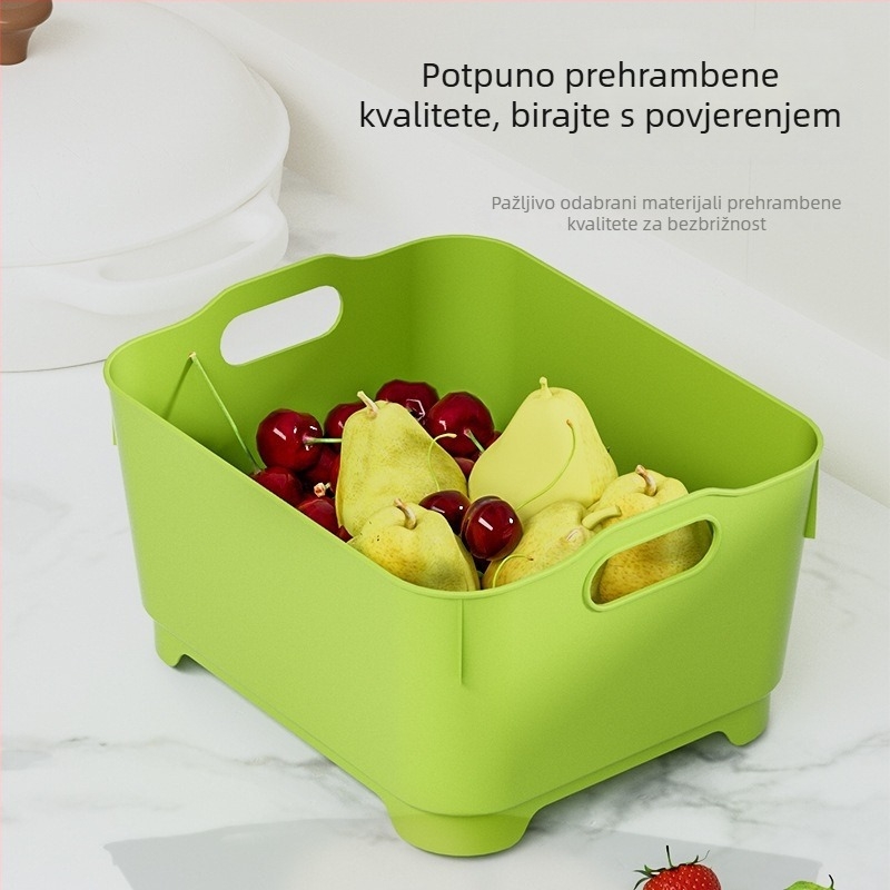 Koš za odcedjivanje velike kapacitete, prijenosni za kuhinjski drez, pranje povrća i voća, sušenje posuđa (zeleno-bijela)