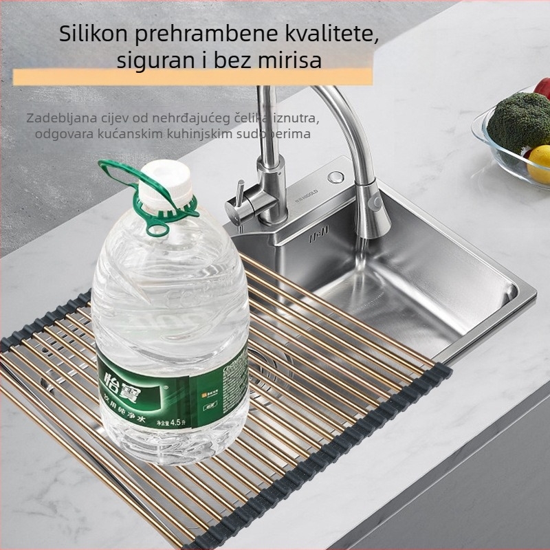 Sklopivi stalak za odvodnju u kuhinji, od nehrđajućeg čelika