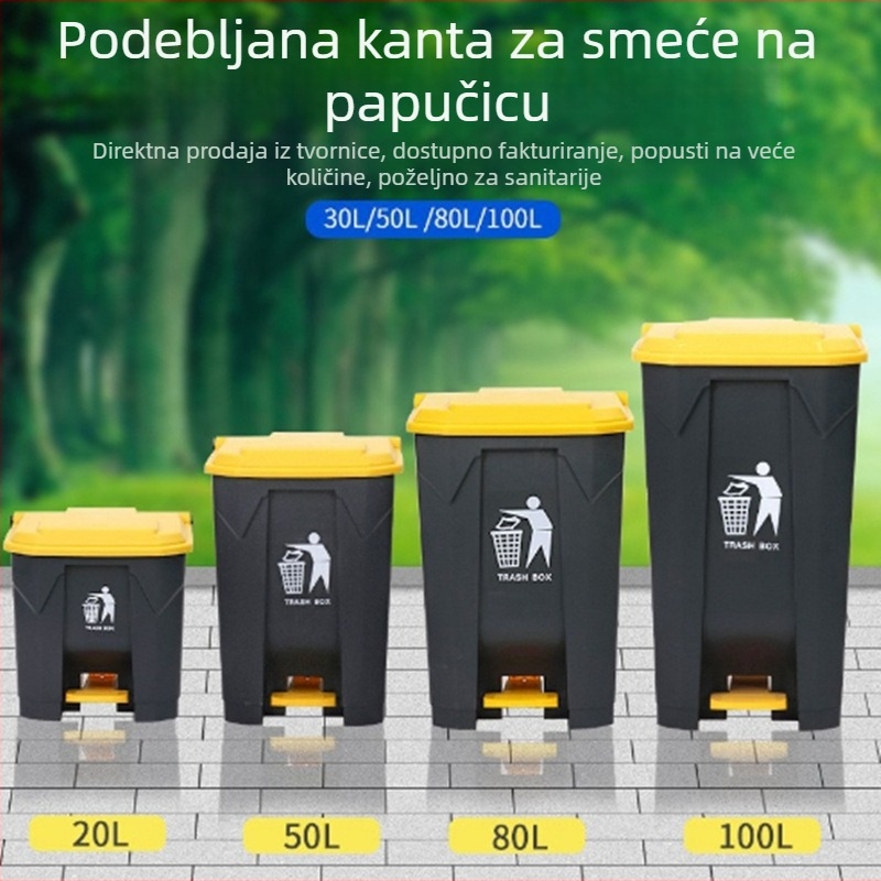 Veliki pedalni koš za smeće s poklopcem, plastičan, za kućnu upotrebu, kuhinju i catering