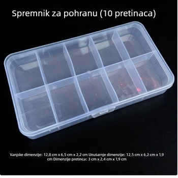 Prozirna plastična kutija za organiziranje nakita s poklopcem – 10 odjeljaka, mala kutija za naušnice