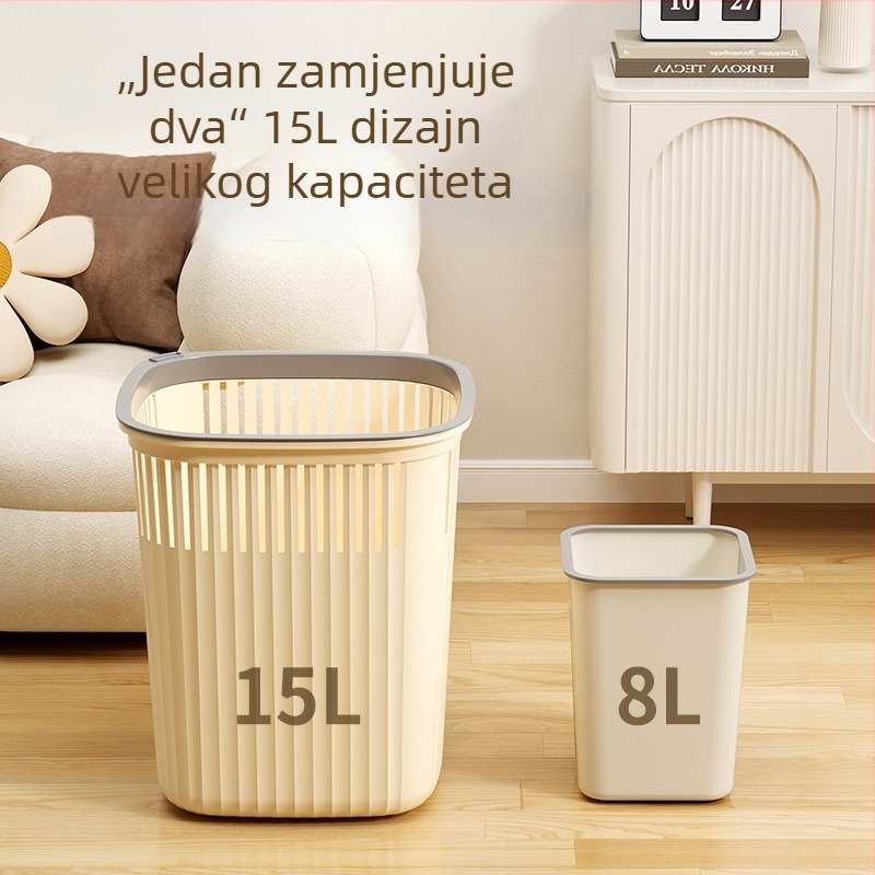 Plastični koš za papir, nordijskog stila, 6 L, kvadratni, kućna uporaba