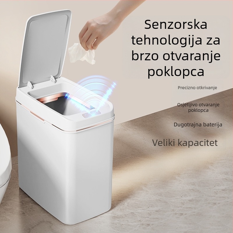 Pametan koš za otpatke sa senzorom i poklopcem, četvrtastog oblika, 13–17 L, za kućnu upotrebu