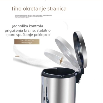 Koš za otpad od nehrđajućeg čelika, s pedalom i poklopcem, 5 L, za dnevni boravak, kuhinju i kupaonu