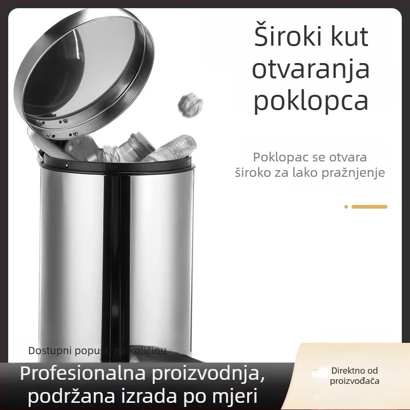 Koš za otpad od nehrđajućeg čelika, s pedalom i poklopcem, 5 L, za dnevni boravak, kuhinju i kupaonu