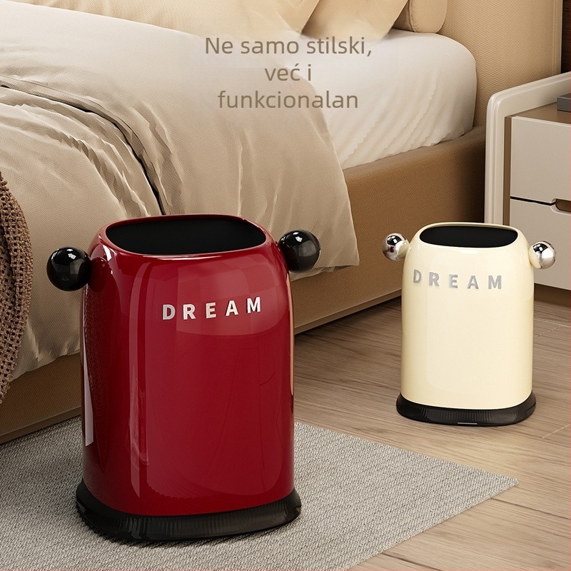 Krem boje kreativni kanta za otpad s višeslojnom izvedbom, otvoren vrh, stolni kontejner od 10 l, plast