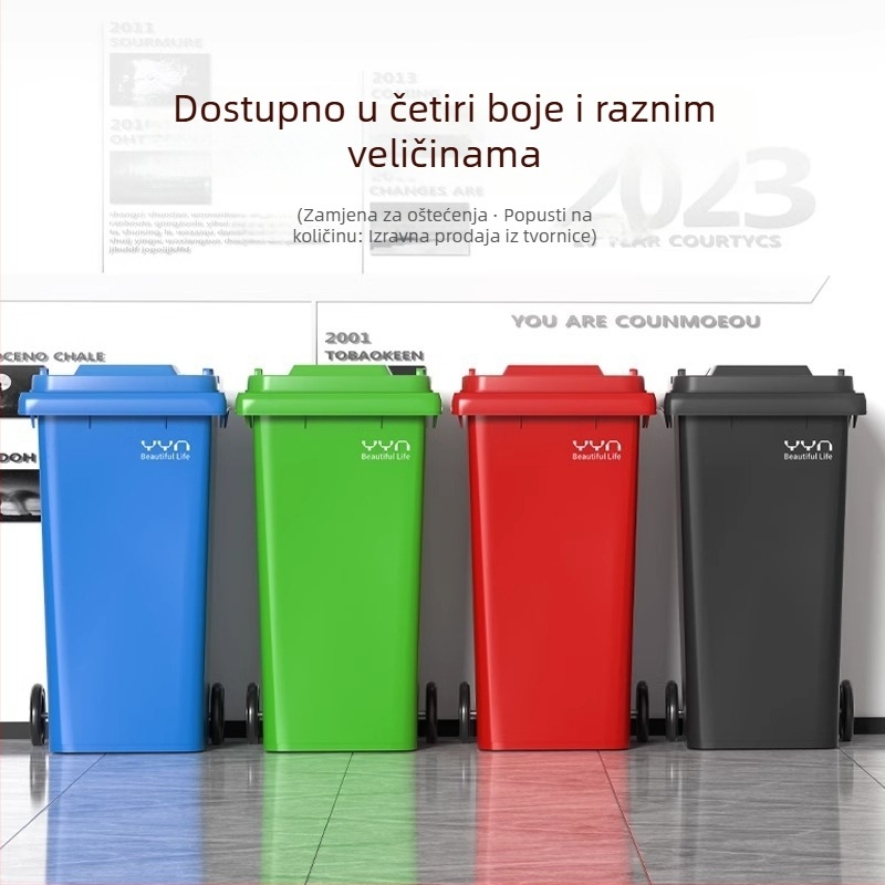 Prilagođeni vanjski kanta za smeće s kotačićima i poklopcem, kapacitet 240 L, za ulicu