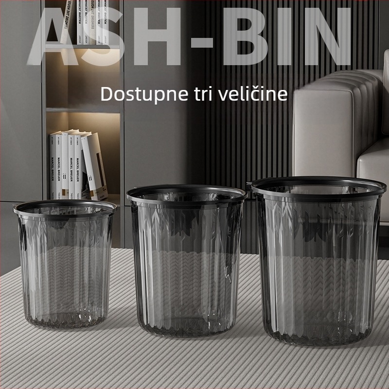 Prozirni koš za smeće s prstenom, kućna upotreba, luksuzni stil, velik promjer, kapacitet 12 l ili više.