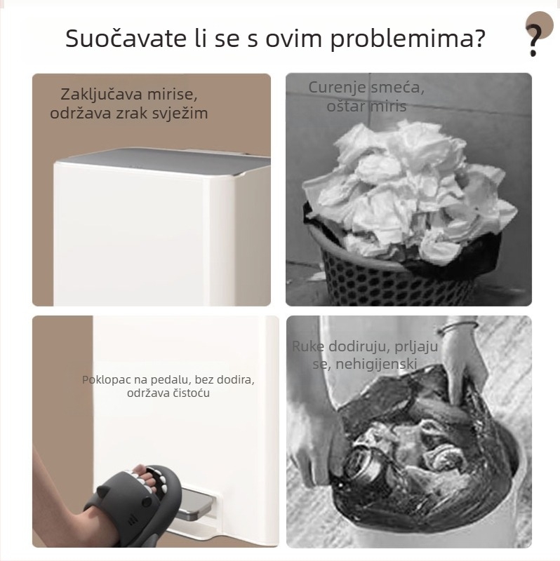Prilagođena kanta za smeće od nehrđajućeg čelika 15 L s poklopcem i pedalom, za kućnu upotrebu (dnevni boravak i kuhinja)