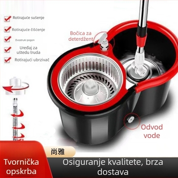 Set rotirajućeg mopa s ugrađenom bočicom za pranje, bez dodirivanja, kanta za iscijeđivanje, debeli mop, jednostavno čišćenje u jednom koraku