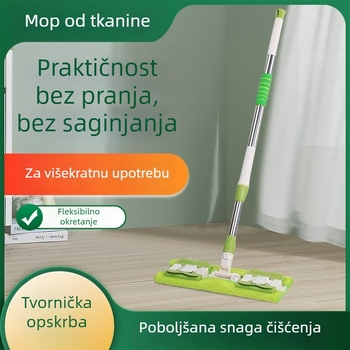 Plosnati mop s krpom za dnevni boravak, mikrovlakna, dvostruka upotreba (suho/mokro), veća glava za drvene podove