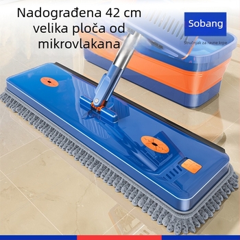 Sorbonne Ploški mop s Chenille krpom, bez korištenja ruku, dvostruka upotreba za suho i mokro čišćenje