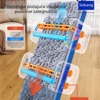 Sorbonne Ploški mop s Chenille krpom, bez korištenja ruku, dvostruka upotreba za suho i mokro čišćenje