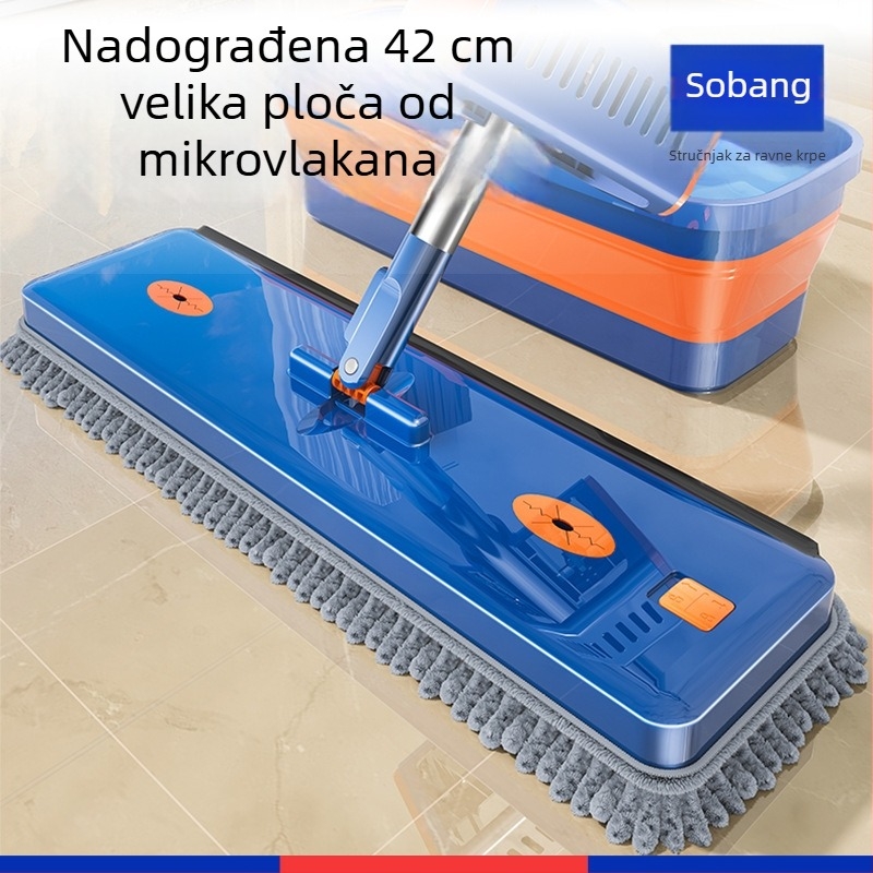 Sorbonne Ploški mop s Chenille krpom, bez korištenja ruku, dvostruka upotreba za suho i mokro čišćenje