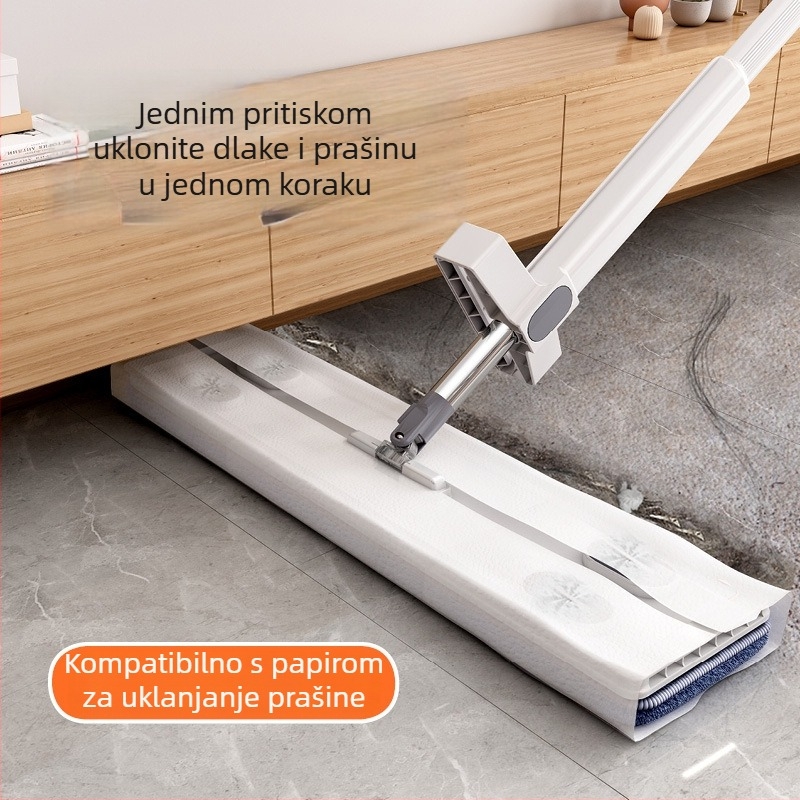 Prilagođeni ravni mop za kućnu upotrebu, bez ručnog pranja, čišćenje jednim potezom, debeo i upija, uključena krpa za mop