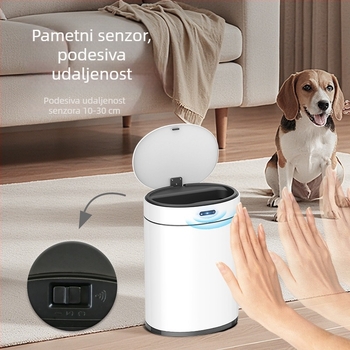 Pametan senzor kantu za smeće 20 L, nehrđajući čelik, ovalni oblik, više boja, za kućnu upotrebu