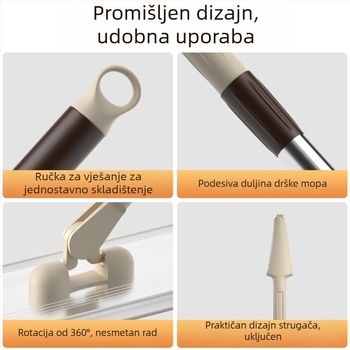 Plošni mop bez dodirivanja rukama, za kućanstvo, veliki mop za mokro i suho čišćenje