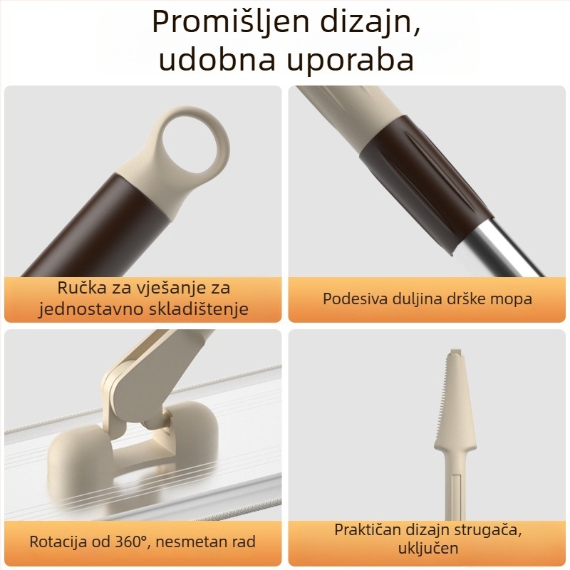 Plošni mop bez dodirivanja rukama, za kućanstvo, veliki mop za mokro i suho čišćenje