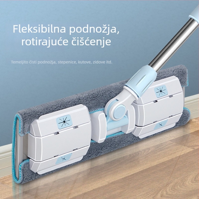 Nehrđajući čelik – ravni mop s klipom za krpu, 2-u-1 suho i mokro čišćenje za drvene podove i pločice