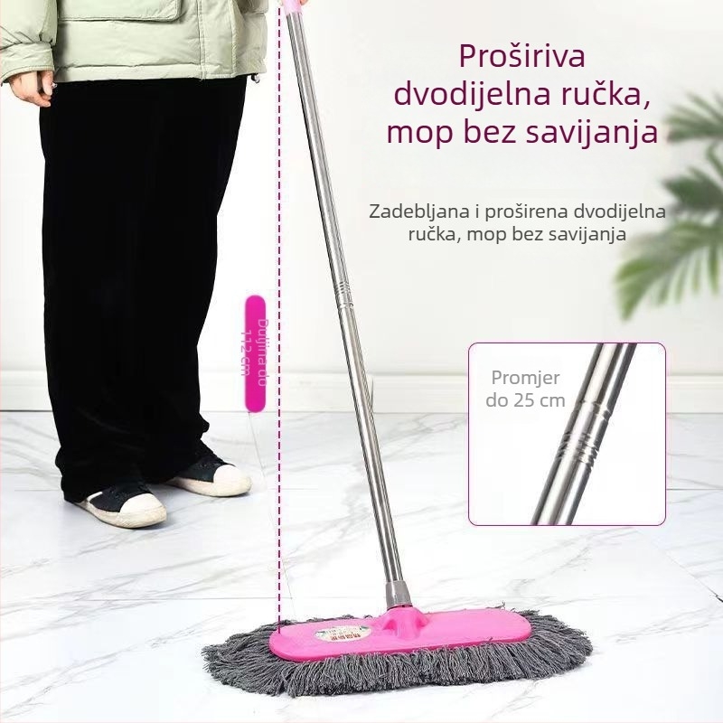 Izuzetno veliki pamukasti plosnati mop za mokro i suho čišćenje, mop za prašinu za kućnu upotrebu