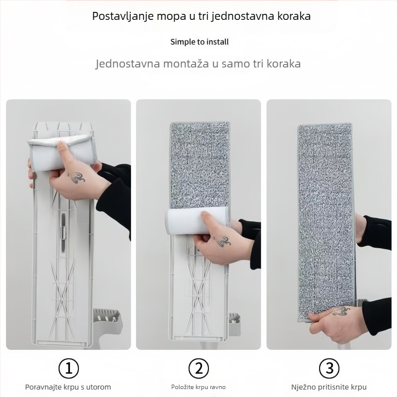 Pločasti mop za mokro i suho čišćenje s tekućinom, bez korištenja ruku