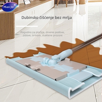 MOPFCE-TE Ploški mop s plavim klipsom za kućnu uporabu, bez ispiranja, jednostavno čišćenje poda