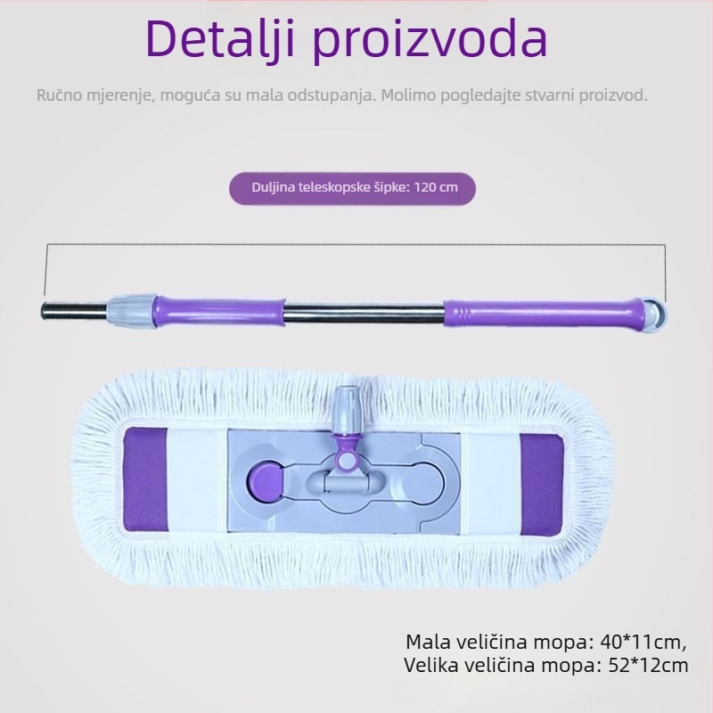 Ploški mop za kućnu upotrebu, mokro i suho korištenje, bez ručnog cijeđenja, upijajući i izdržljiv mop
