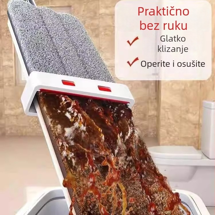 Veliki plosnati mop za čišćenje velikih površina, iscijeđivanje bez dodira rukama, čišćenje u jednom potezu, pogodan za kućnu i uredsku upotrebu.