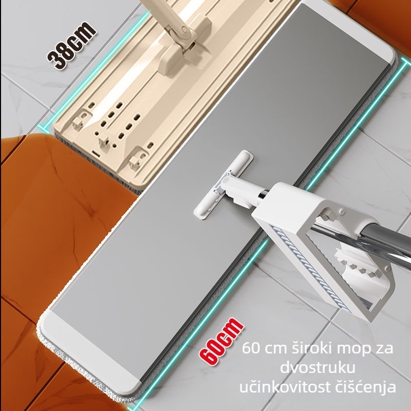 Plosnati aluminijski mop za kućnu upotrebu, mikrovlaknena glava, velika veličina, bez ručnog iscijeđivanja
