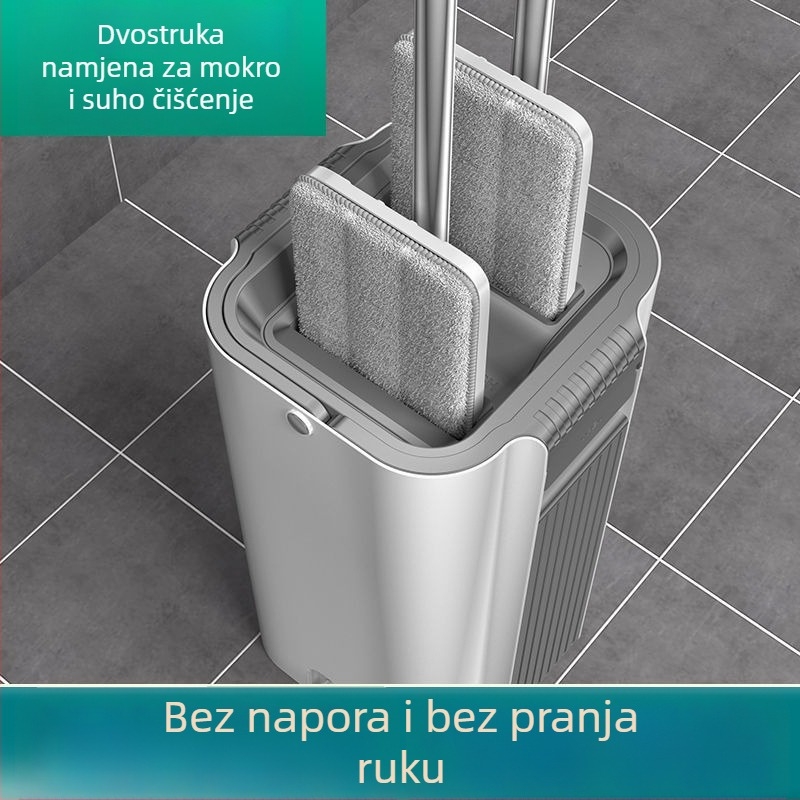 Debeli mop za kućnu upotrebu, bez ručnog pranja, uz kantu i strugač, plosni mop za jednostavno čišćenje