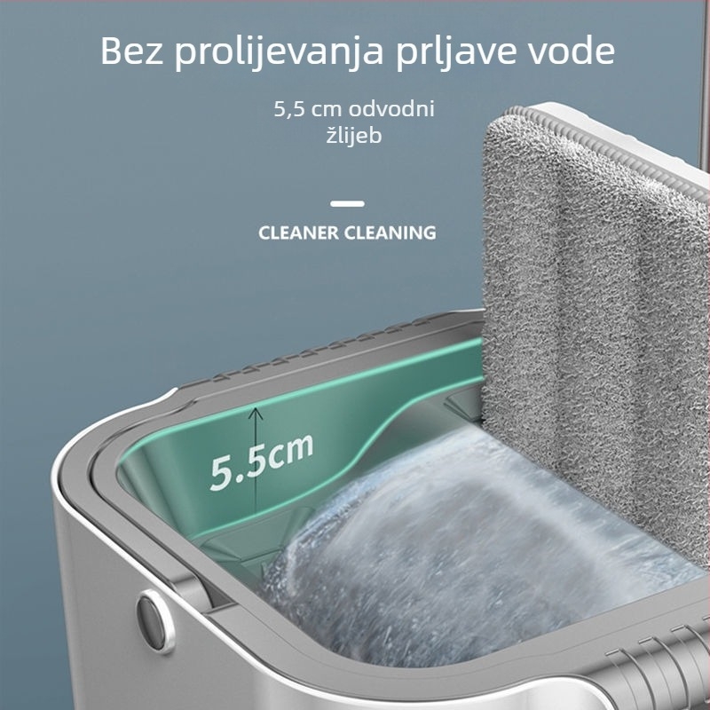 Debeli mop za kućnu upotrebu, bez ručnog pranja, uz kantu i strugač, plosni mop za jednostavno čišćenje