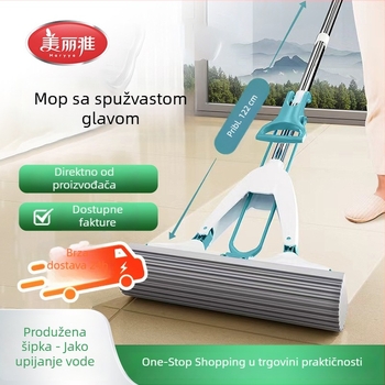 Meiya spužvasti mop za kućnu upotrebu, čišćenje jednim potezom, bez korištenja ruke, veliki sklopivi kupaonski mop