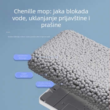 Chenille ravni mop, dvostruka uporaba za suho i mokro čišćenje, bez dodirivanja rukama, čišćenje u jednom koraku