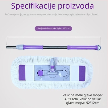 Ploški mop za kućnu upotrebu, čišćenje u jednom koraku, dvostruka upotreba za mokro i suho, pranje bez dodira rukama, lako se koristi, upijajući i izdržljiv mop