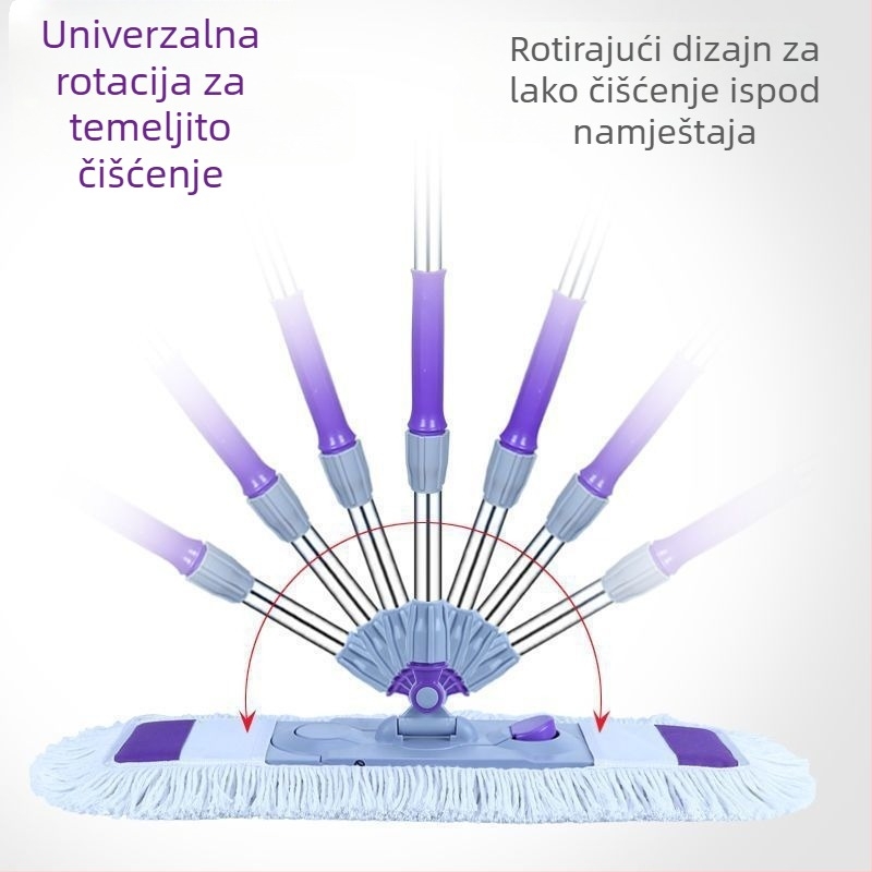 Ploški mop za kućnu upotrebu, čišćenje u jednom koraku, dvostruka upotreba za mokro i suho, pranje bez dodira rukama, lako se koristi, upijajući i izdržljiv mop