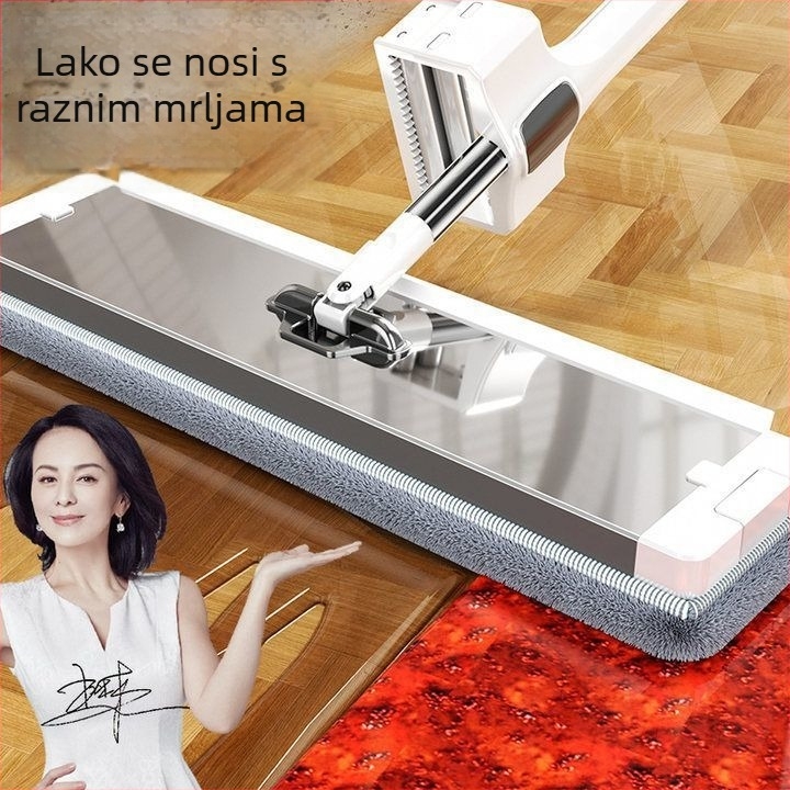 Ploški mop od aluminijske legure, bez pranja rukama, dvostruka upotreba za suho i mokro čišćenje