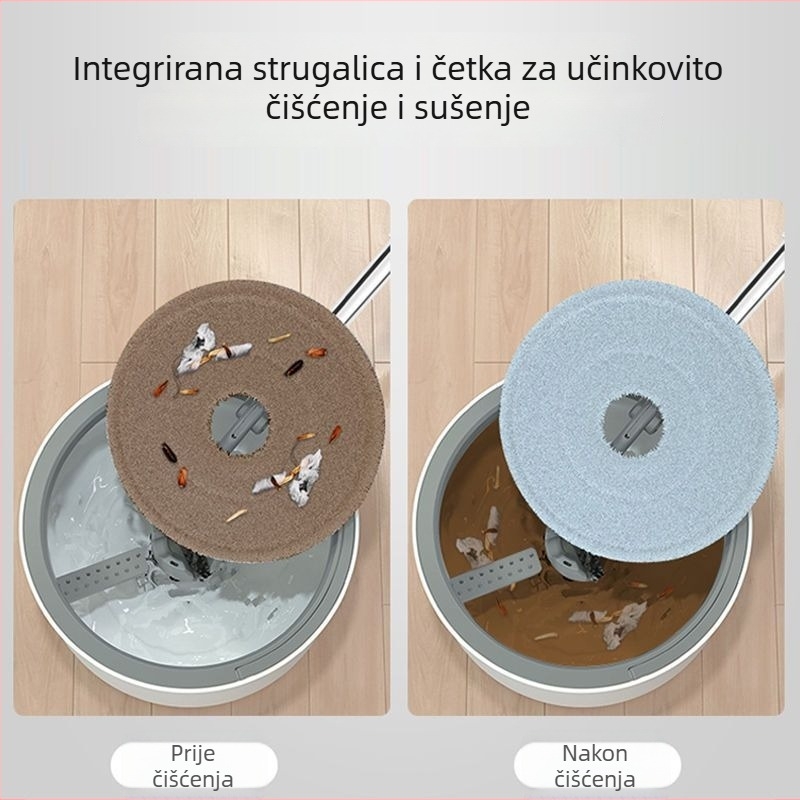 Plošni mop za kućnu upotrebu, ručno pranje, mikrovlakno, drška od nehrđajućeg čelika