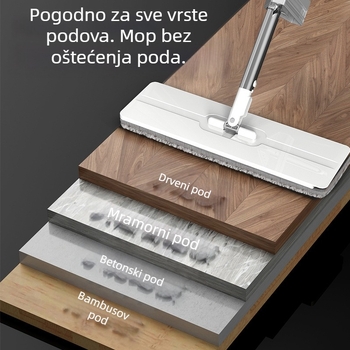Kućni plosnati mop, 2021, bezkontaktno korištenje, jednostavan za upotrebu, s upijanjem vode