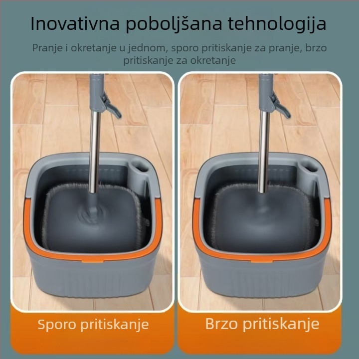 Kanta za mop s odjeljivanjem onečišćene vode, okretni ravni mop za mokro i suho čišćenje