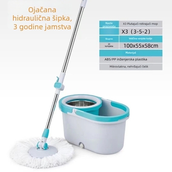 Rotirajući mop s kantom, okrugla glava od mikrovlakana