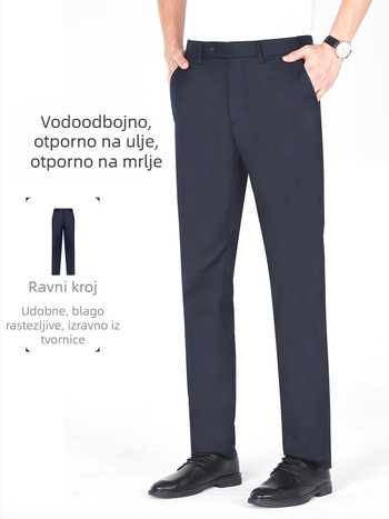 Vodootporne, masnoćama i mrlje otporne muške hlače za posao, ravni kroj, slim-fit, bez glačanja.