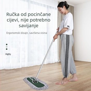 Mop za prašinu s pamukom vlaknima, veliki plosni mop za kućnu upotrebu, pogodan za hotele i tvornice, s zamjenjivom glavom od platna